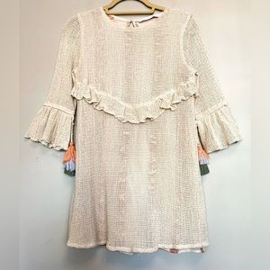 Zara Crochet Knit Tassel Ruffle mini Dress/tunic Small